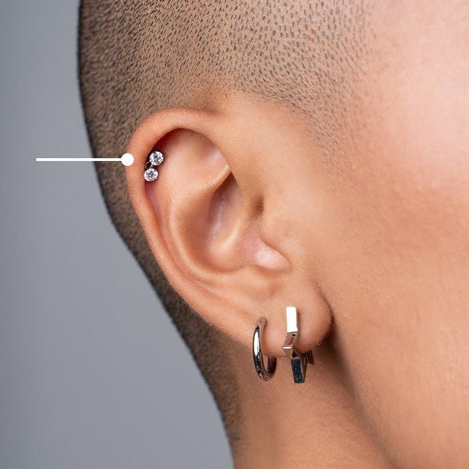 Titanium Flatback with Round Cubic Zirconia and Round Dangle - SkinKandy | Body Jewellery & Piercing Online Australia