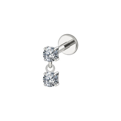 Titanium Flatback with Round Cubic Zirconia and Round Dangle