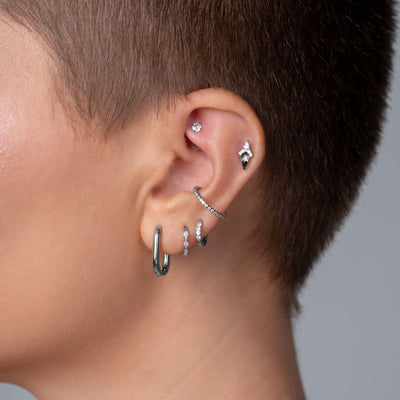 Titanium Internally Threaded Flatback with Moss Agate and Cubic Zirconia Spear