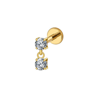 Titanium Flatback with Round Cubic Zirconia and Round Dangle