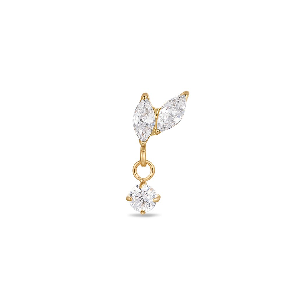 Titanium Flatback with Dual Marquis and Round Dangle Cubic Zirconia - SkinKandy | Body Jewellery & Piercing Online Australia