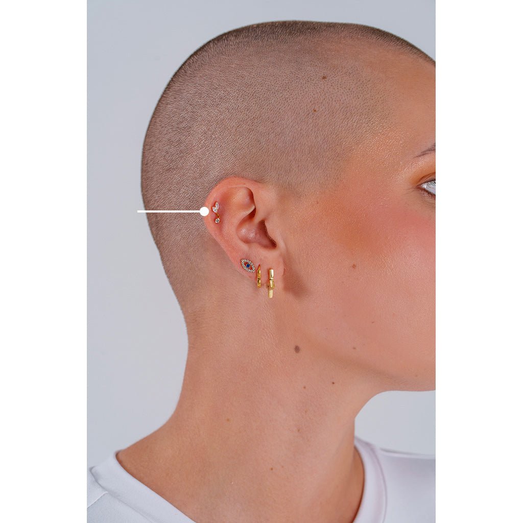 Titanium Flatback with Dual Marquis and Round Dangle Cubic Zirconia - SkinKandy | Body Jewellery & Piercing Online Australia