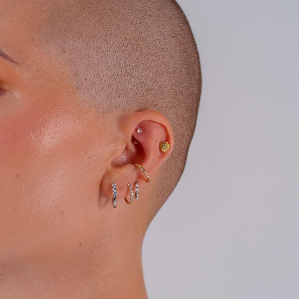 Titanium Internally Threaded Flatback with Radiating Crimped Heart - SkinKandy | Body Jewellery & Piercing Online Australia