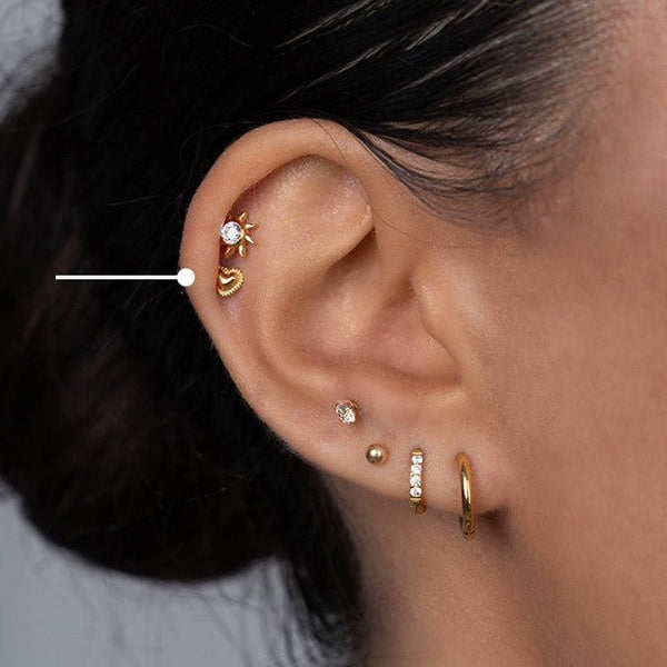 Titanium Flatback with Crimped Halo Heart