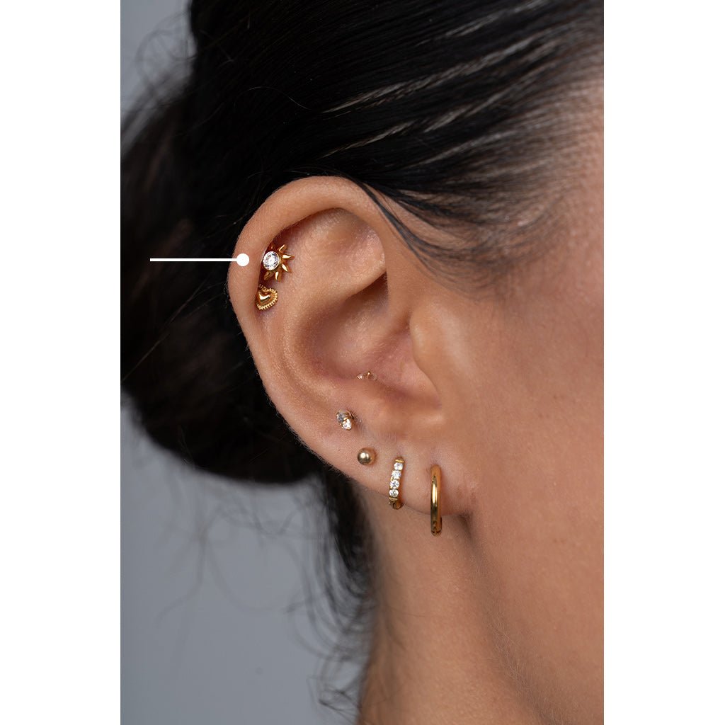 Titanium Flatback with Sun Cubic Zirconia - SkinKandy | Body Jewellery & Piercing Online Australia