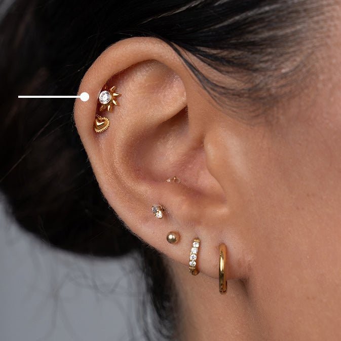 Titanium Flatback with Sun Cubic Zirconia - SkinKandy | Body Jewellery & Piercing Online Australia