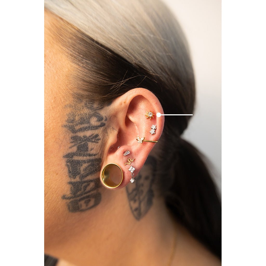 Titanium Flatback with Sun Cubic Zirconia - SkinKandy | Body Jewellery & Piercing Online Australia