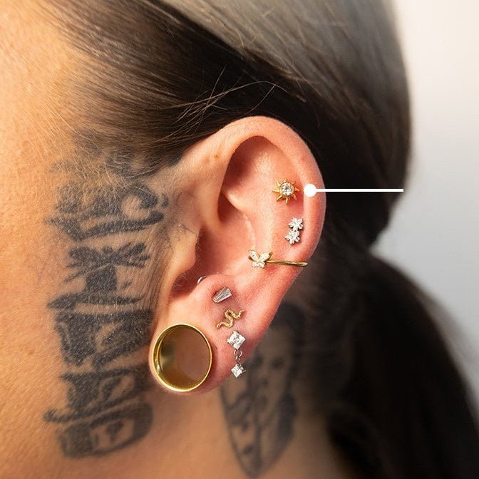 Titanium Flatback with Sun Cubic Zirconia - SkinKandy | Body Jewellery & Piercing Online Australia