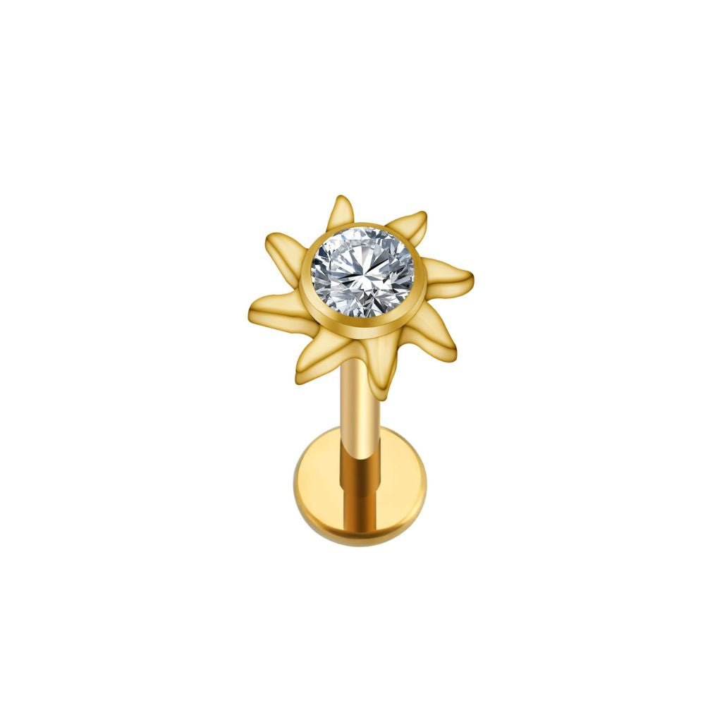Titanium Flatback with Sun Cubic Zirconia - SkinKandy | Body Jewellery & Piercing Online Australia