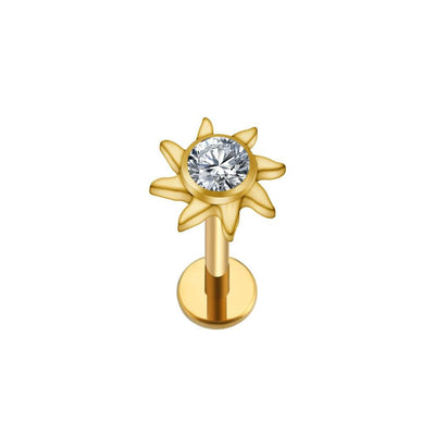 Titanium Flatback with Sun Cubic Zirconia - SkinKandy | Body Jewellery & Piercing Online Australia