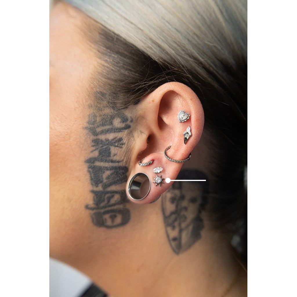 Titanium Flatback with Sun Cubic Zirconia - SkinKandy | Body Jewellery & Piercing Online Australia