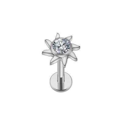Titanium Flatback with Sun Cubic Zirconia - SkinKandy | Body Jewellery & Piercing Online Australia