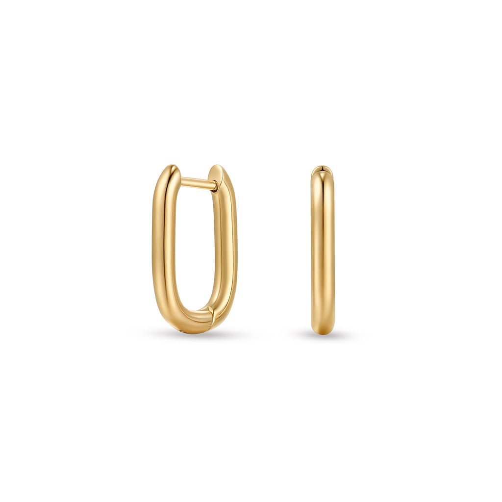 Rectangular Rounded Earrings Titanium Rounded Rectangle Hoop Earring 12mm Gold | SkinKandy AU