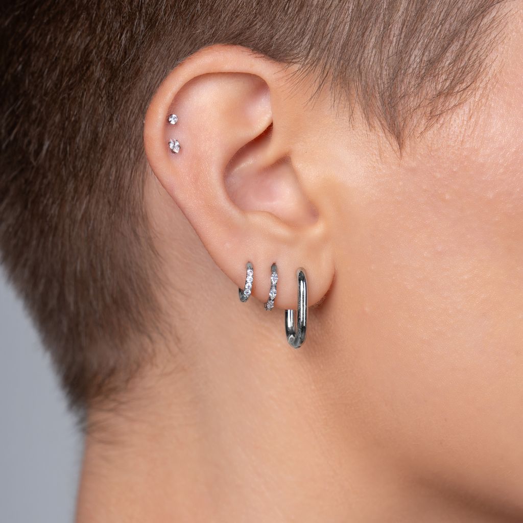 Titanium Hoop Earring with 2.5mm Rounded Rectangle Design - SkinKandy | Body Jewellery & Piercing Online Australia