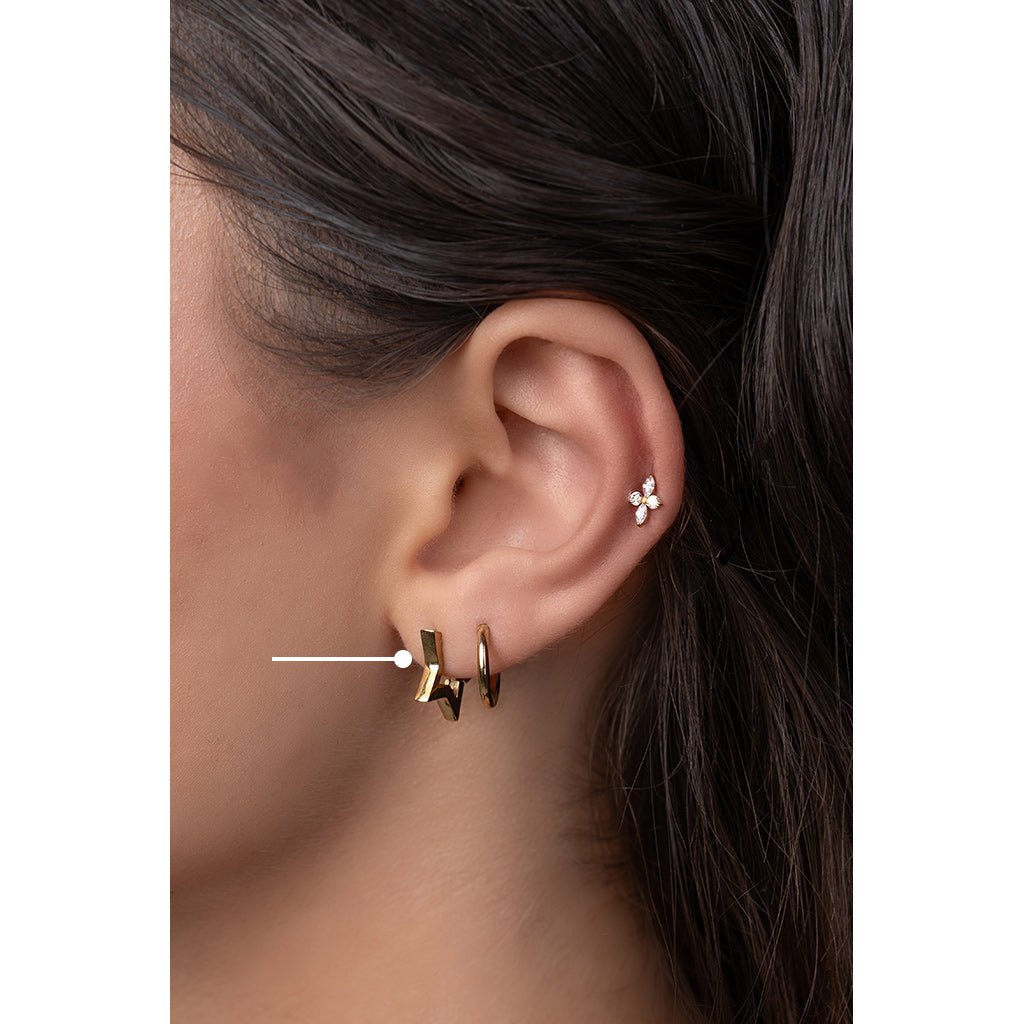 Surgical Steel Square Edge Star Hoop Earrings - SkinKandy | Body Jewellery & Piercing Online Australia
