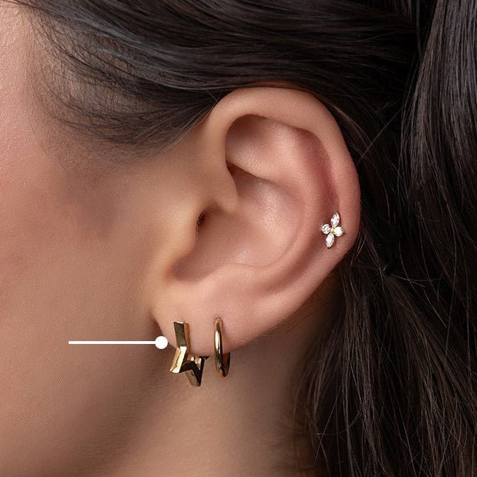 Surgical Steel Square Edge Star Hoop Earrings - SkinKandy | Body Jewellery & Piercing Online Australia