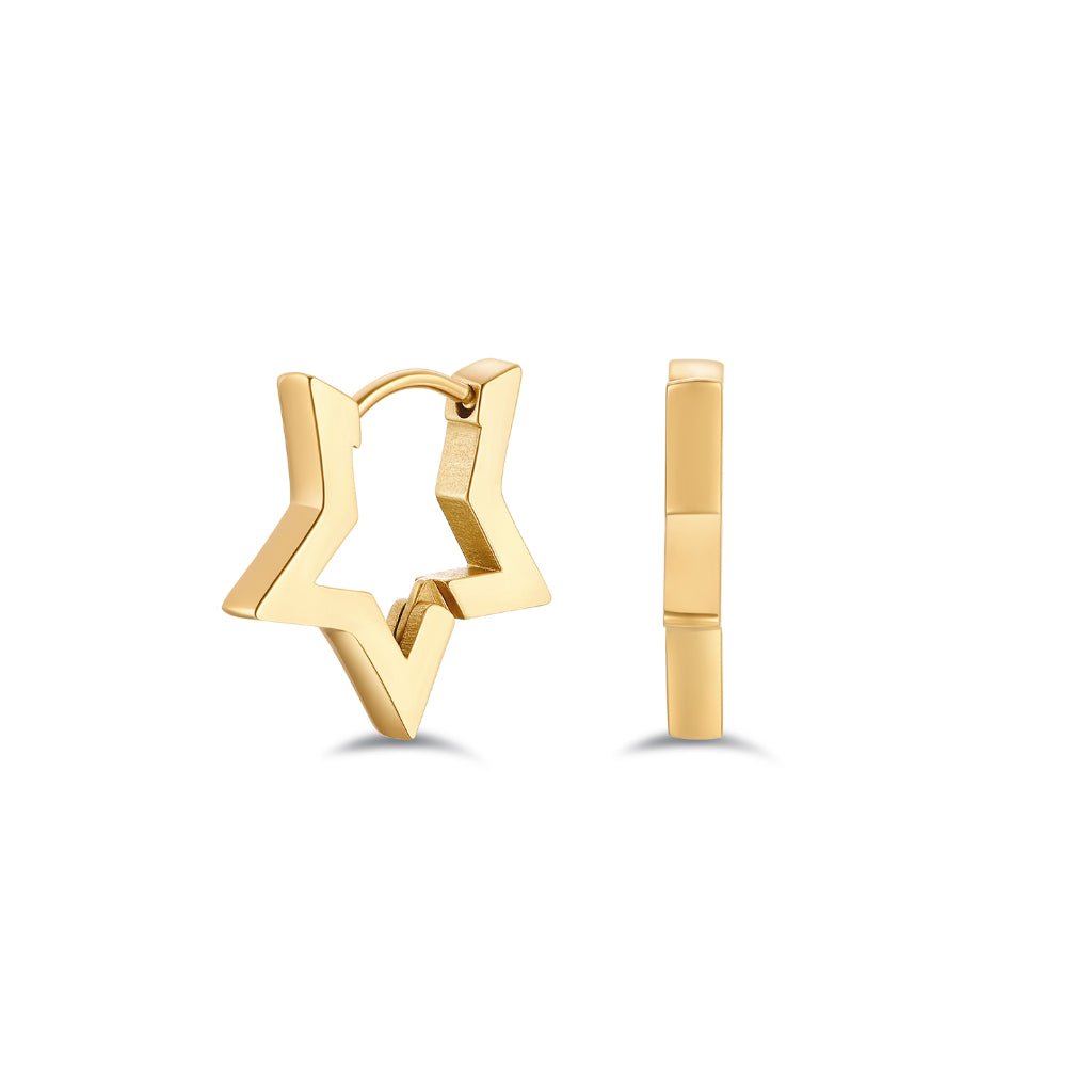 Surgical Steel Square Edge Star Hoop Earrings - SkinKandy | Body Jewellery & Piercing Online Australia