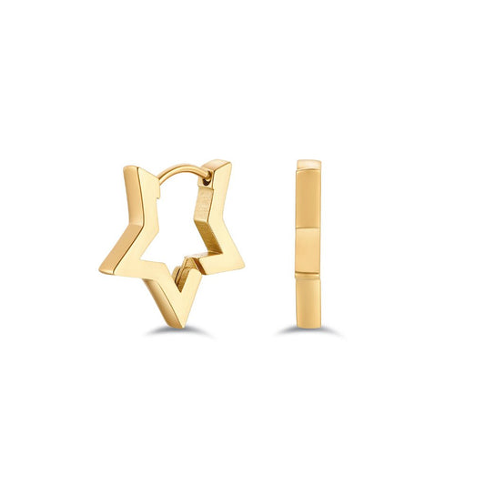 Surgical Steel Square Edge Star Hoop Earrings - SkinKandy | Body Jewellery & Piercing Online Australia