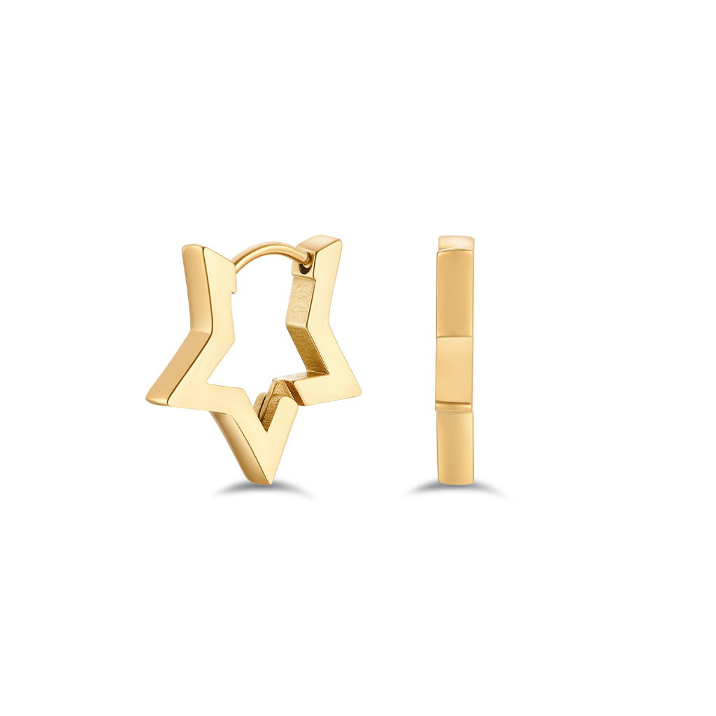 Surgical Steel Square Edge Star Hoop Earrings