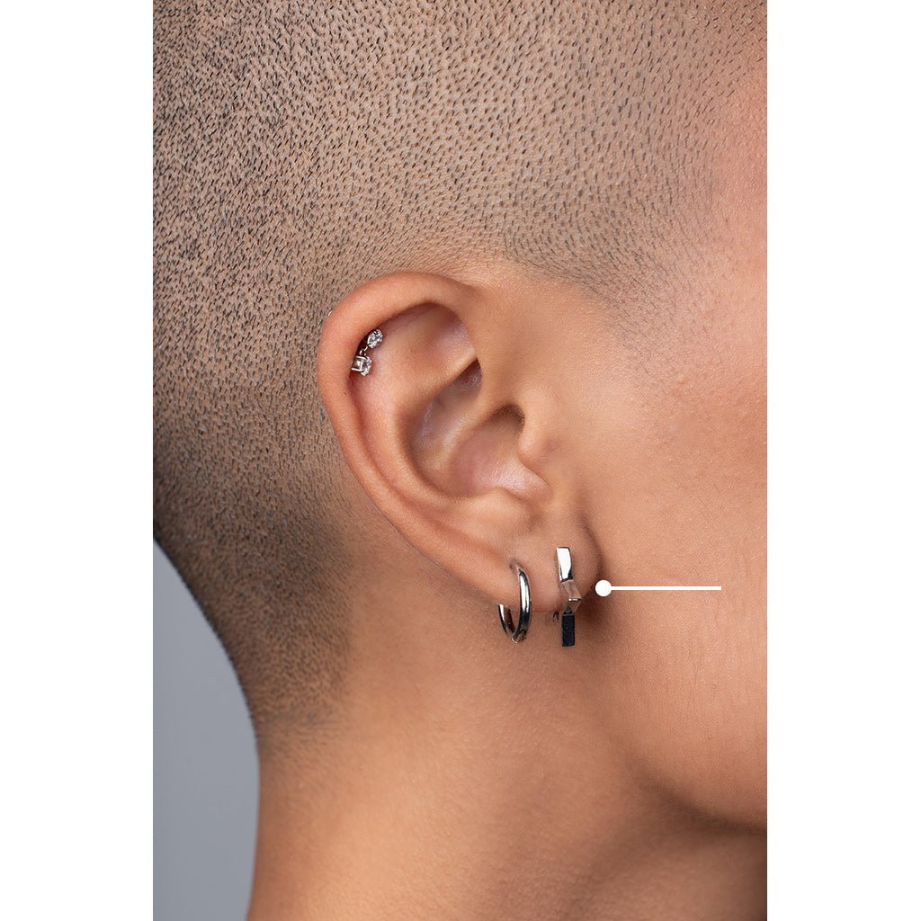 Surgical Steel Square Edge Star Hoop Earrings - SkinKandy | Body Jewellery & Piercing Online Australia