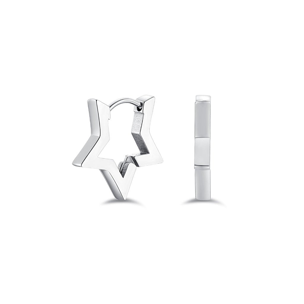 Surgical Steel Square Edge Star Hoop Earrings - SkinKandy | Body Jewellery & Piercing Online Australia