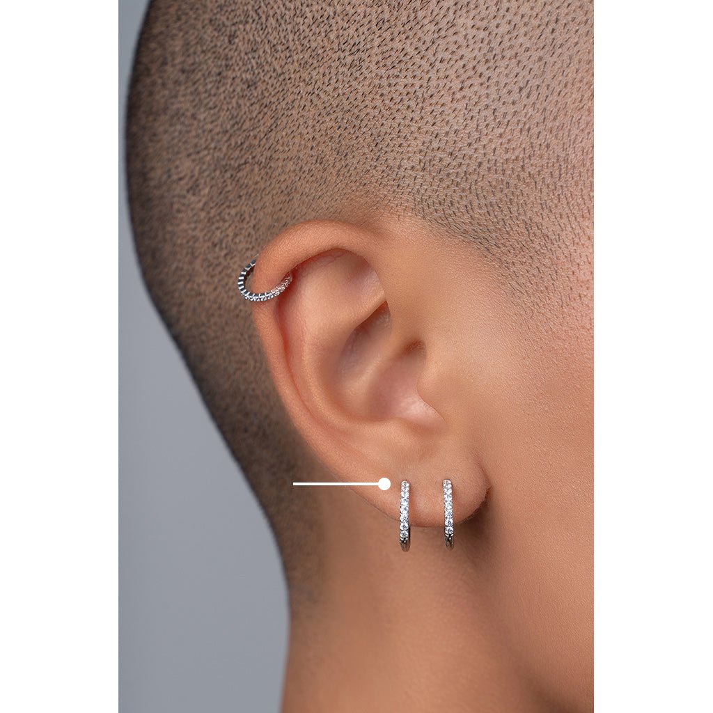 Titanium Classic Hoop Earrings with Cubic Zirconia - SkinKandy | Body Jewellery & Piercing Online Australia