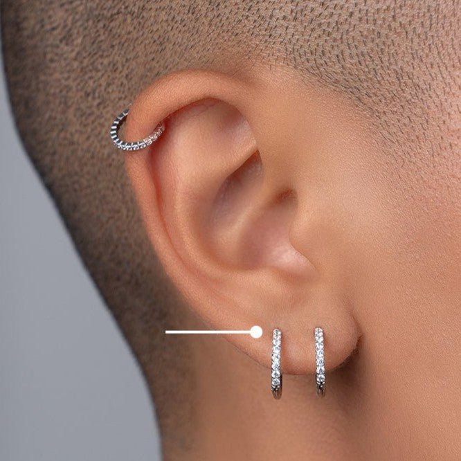 Titanium Classic Hoop Earrings with Cubic Zirconia - SkinKandy | Body Jewellery & Piercing Online Australia