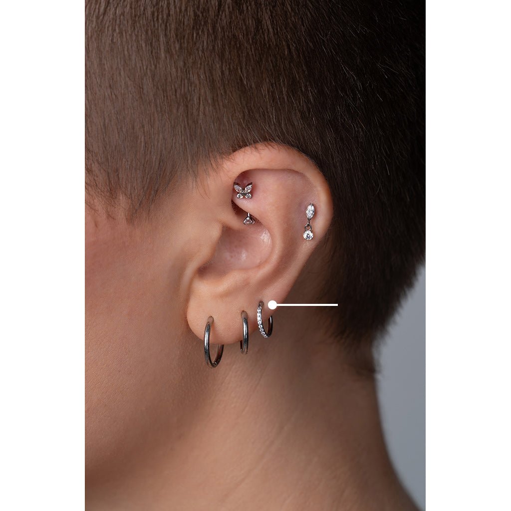 Titanium Classic Hoop Earrings with Cubic Zirconia - SkinKandy | Body Jewellery & Piercing Online Australia