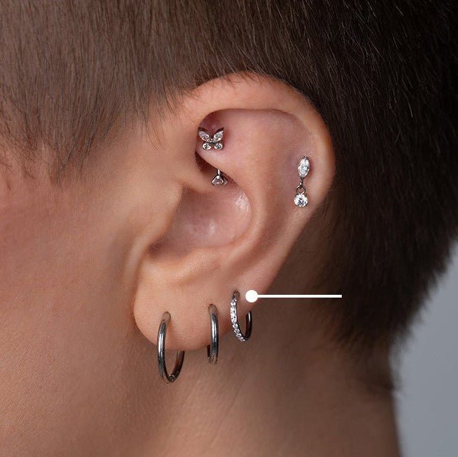 Titanium Classic Hoop Earrings with Cubic Zirconia - SkinKandy | Body Jewellery & Piercing Online Australia