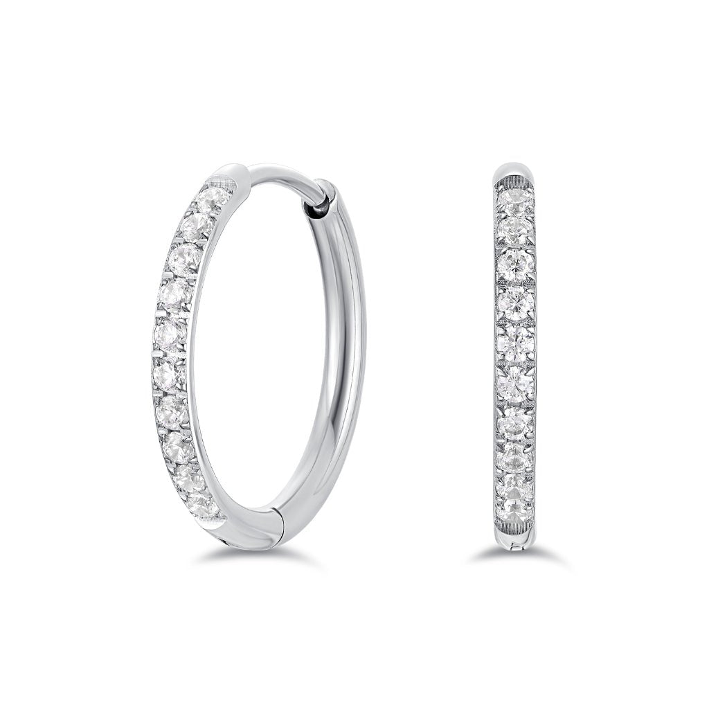 Titanium Classic Hoop Earrings with Cubic Zirconia - SkinKandy | Body Jewellery & Piercing Online Australia