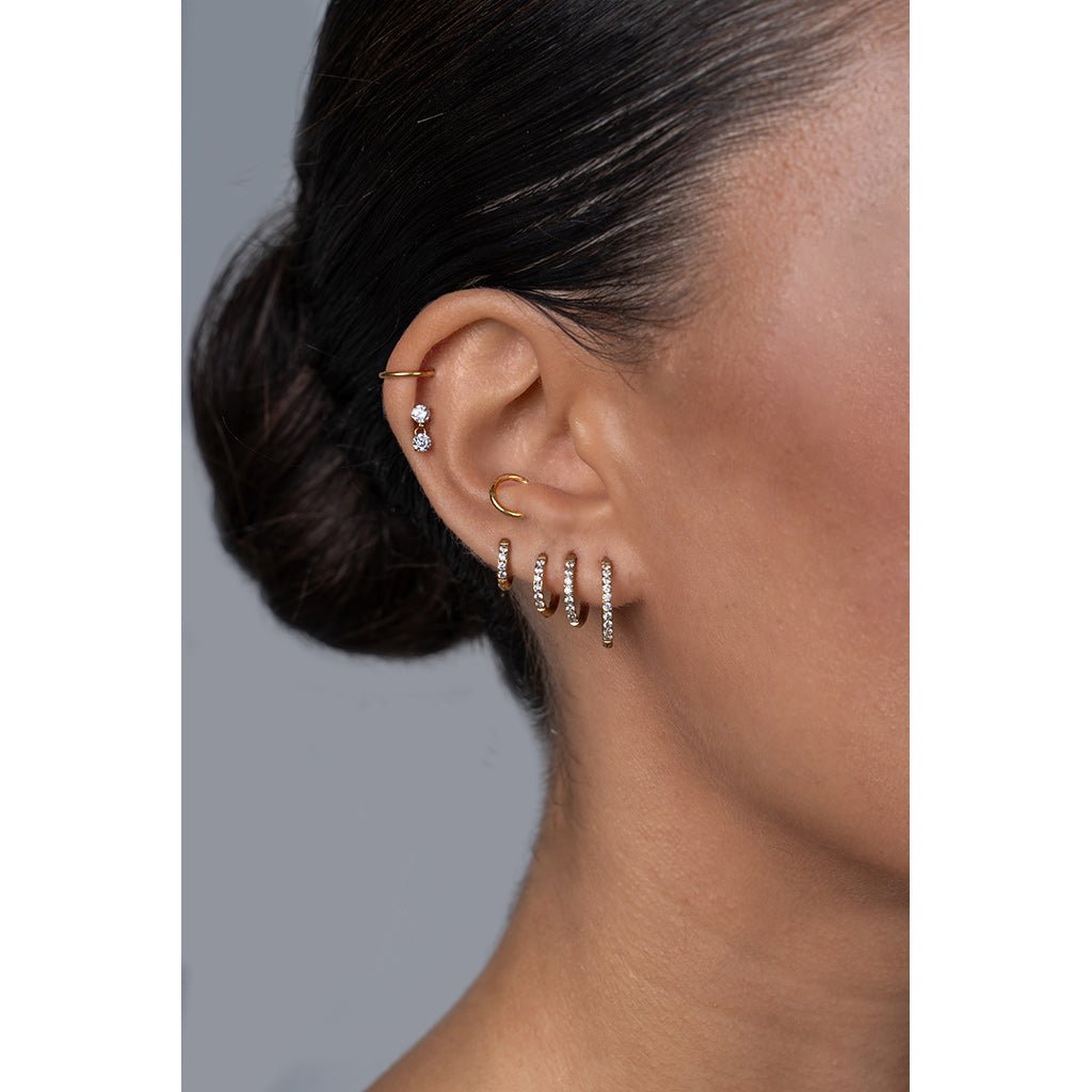 Titanium Classic Hoop Earrings with Cubic Zirconia - SkinKandy | Body Jewellery & Piercing Online Australia