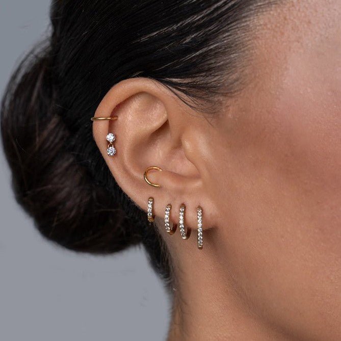 Titanium Classic Hoop Earrings with Cubic Zirconia - SkinKandy | Body Jewellery & Piercing Online Australia