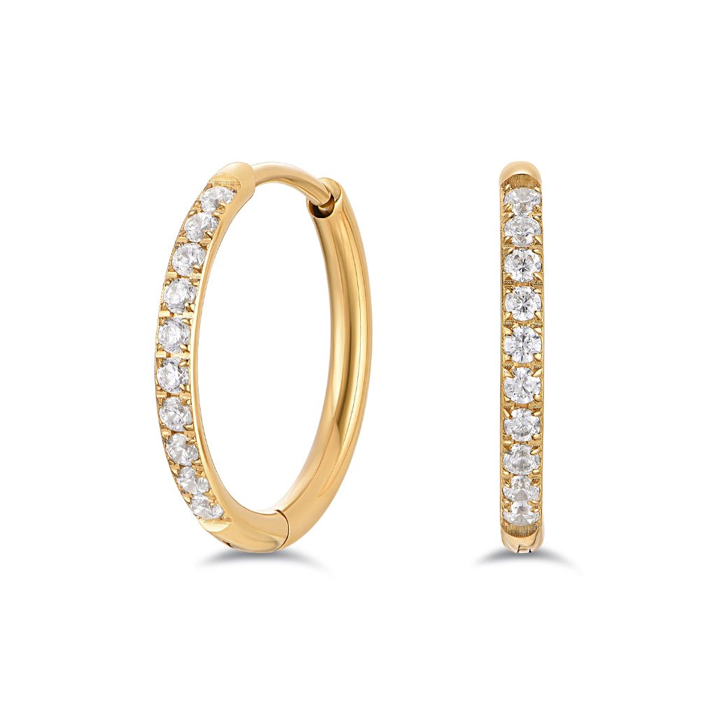 Titanium Classic Hoop Earrings with Cubic Zirconia - SkinKandy | Body Jewellery & Piercing Online Australia