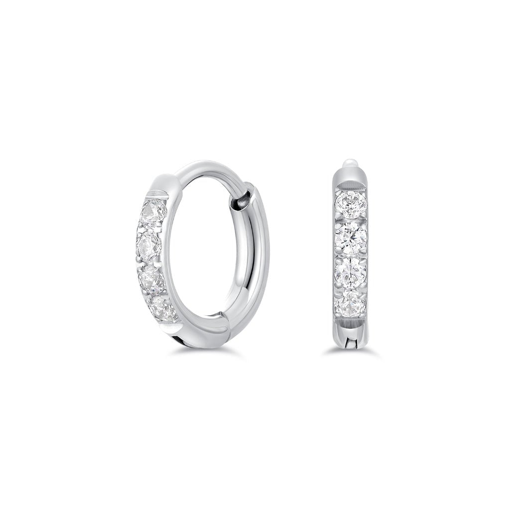 Titanium Classic Hoop Earrings with Cubic Zirconia - SkinKandy | Body Jewellery & Piercing Online Australia