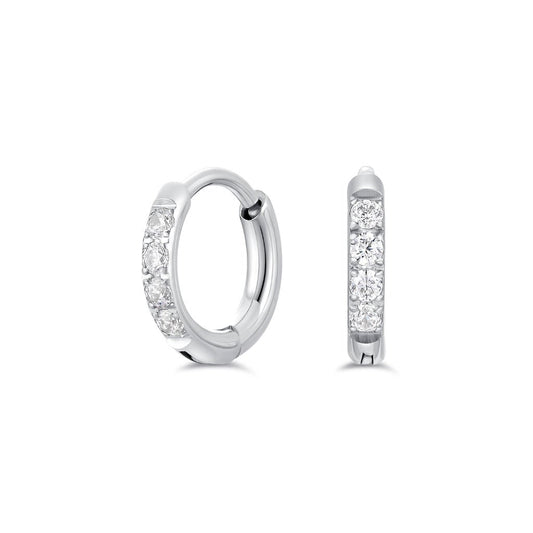 Titanium Classic Hoop Earrings with Cubic Zirconia - SkinKandy | Body Jewellery & Piercing Online Australia
