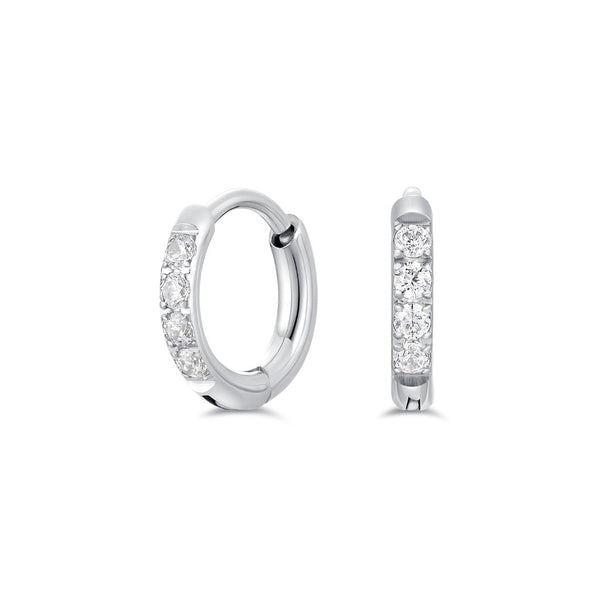 Titanium Classic Hoop Earrings with Cubic Zirconia