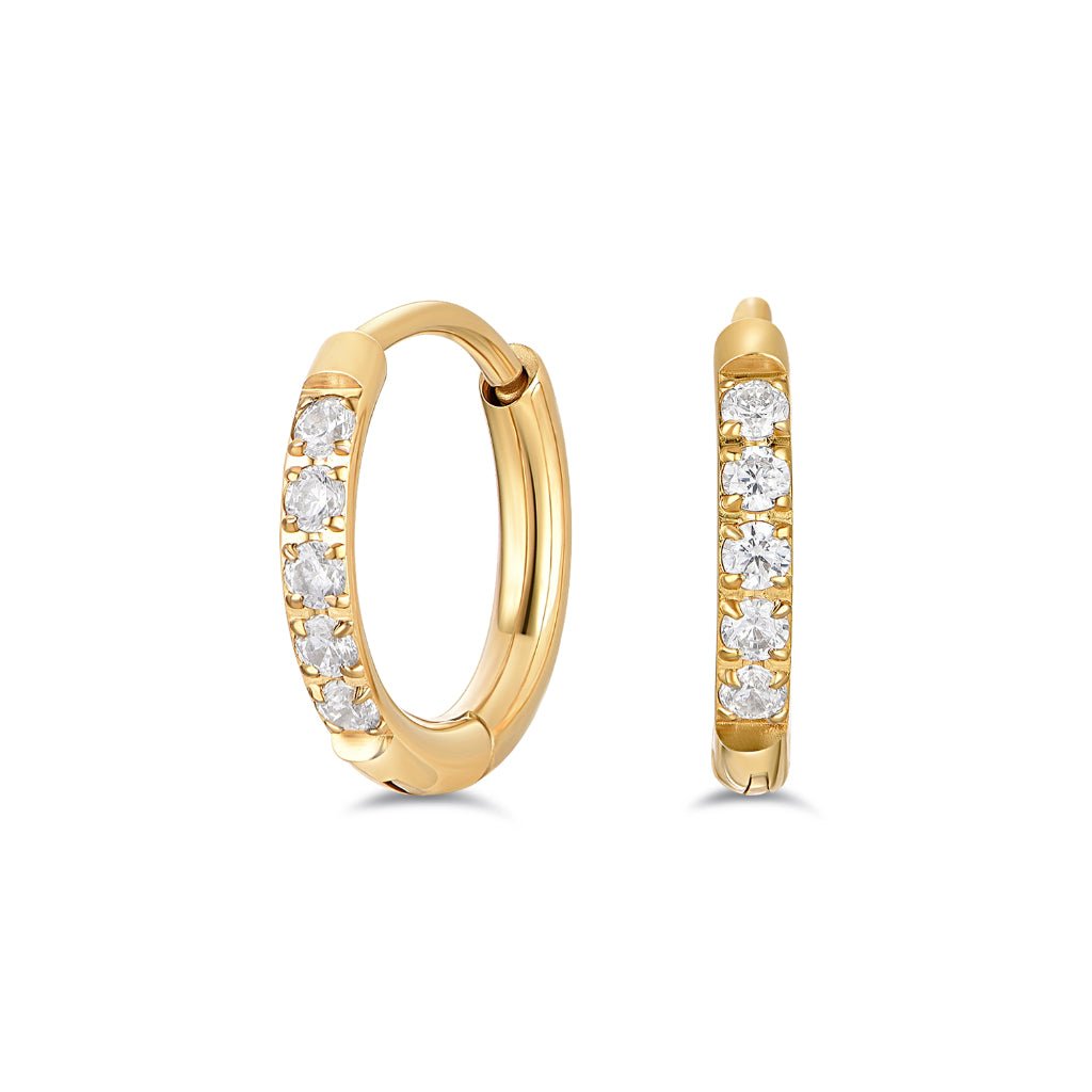 Titanium Classic Hoop Earrings with Cubic Zirconia - SkinKandy | Body Jewellery & Piercing Online Australia