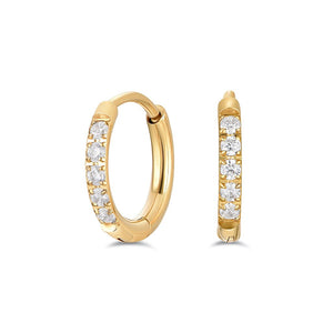 Titanium Classic Hoop Earrings with Cubic Zirconia - SkinKandy | Body Jewellery & Piercing Online Australia