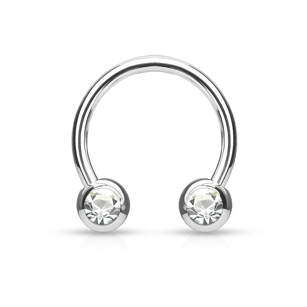 Titanium Horseshoe with Front - Facing Bezel - Set Cubic Zirconia - SkinKandy | Body Jewellery & Piercing Online Australia