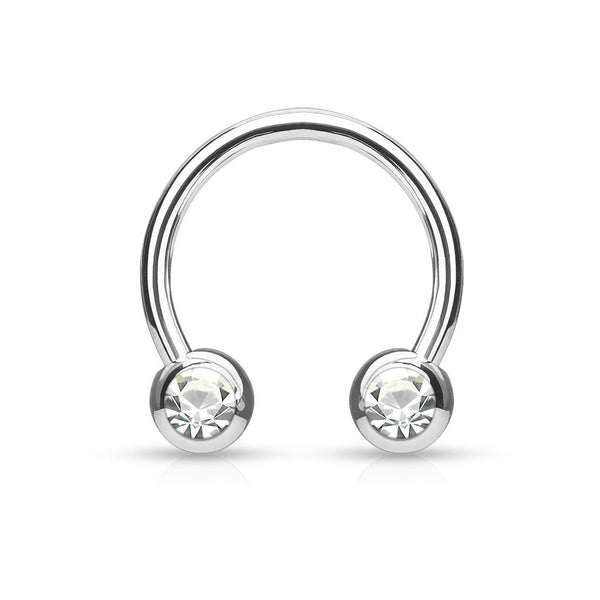 Titanium Horseshoe with Front-Facing Bezel-Set Cubic Zirconia