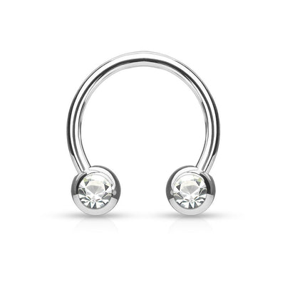 Titanium Horseshoe with Front - Facing Bezel - Set Cubic Zirconia - SkinKandy | Body Jewellery & Piercing Online Australia