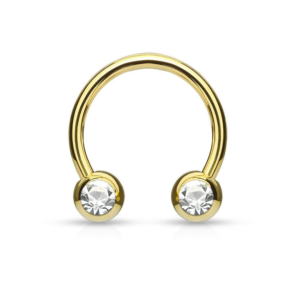 Titanium Horseshoe with Front-Facing Bezel-Set Cubic Zirconia