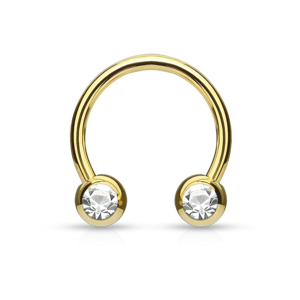 Titanium Horseshoe with Front - Facing Bezel - Set Cubic Zirconia - SkinKandy | Body Jewellery & Piercing Online Australia