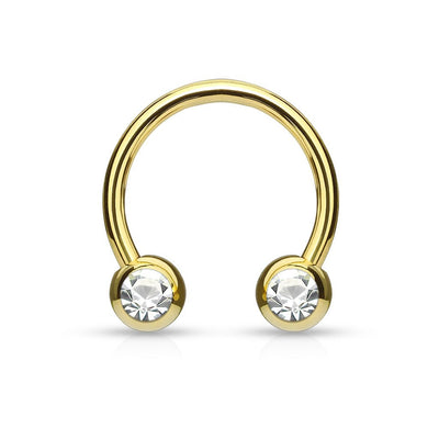Titanium Horseshoe with Front - Facing Bezel - Set Cubic Zirconia - SkinKandy | Body Jewellery & Piercing Online Australia
