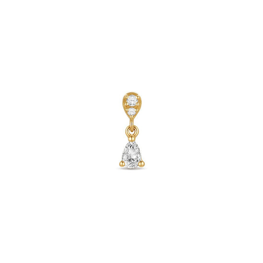 14K Solid Gold Guided Internally Threaded Top with Round Dangle Clear Cubic Zirconia - SkinKandy | Body Jewellery & Piercing Online Australia