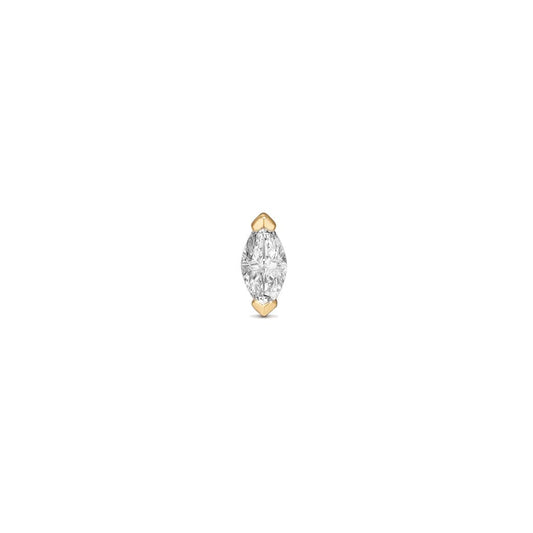 14K Solid Gold Guided Internally Threaded Top with Marquis Clear Cubic Zirconia - SkinKandy | Body Jewellery & Piercing Online Australia