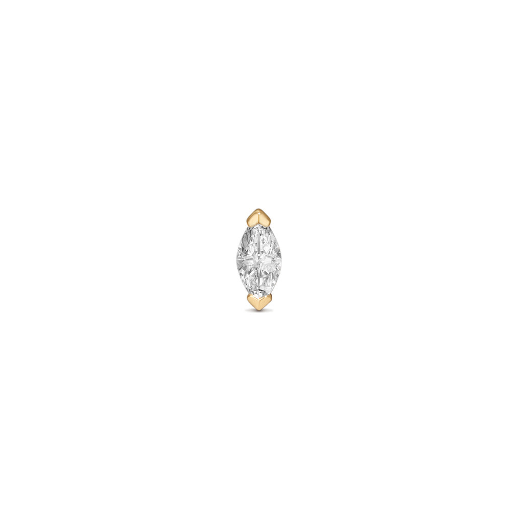 14K Solid Gold Guided Internally Threaded Top with Marquis Clear Cubic Zirconia