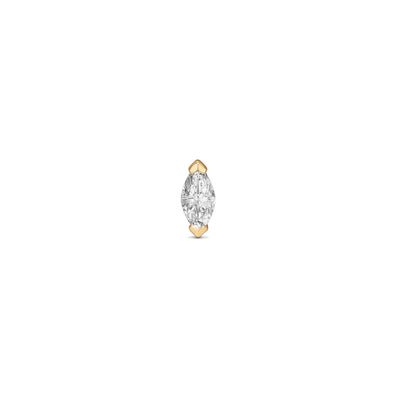 14K Solid Gold Guided Internally Threaded Top with Marquis Clear Cubic Zirconia