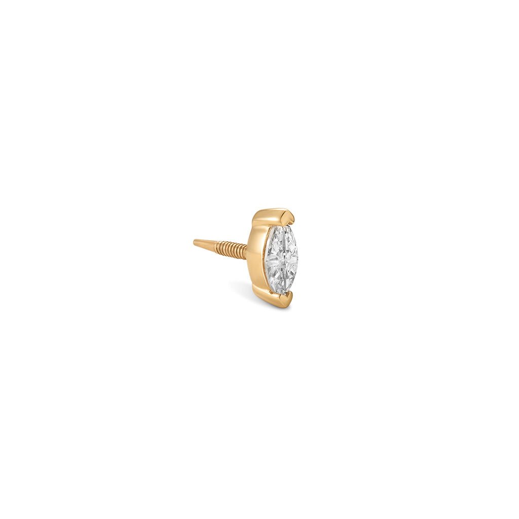 14K Solid Gold Guided Internally Threaded Top with Marquis Clear Cubic Zirconia - SkinKandy | Body Jewellery & Piercing Online Australia