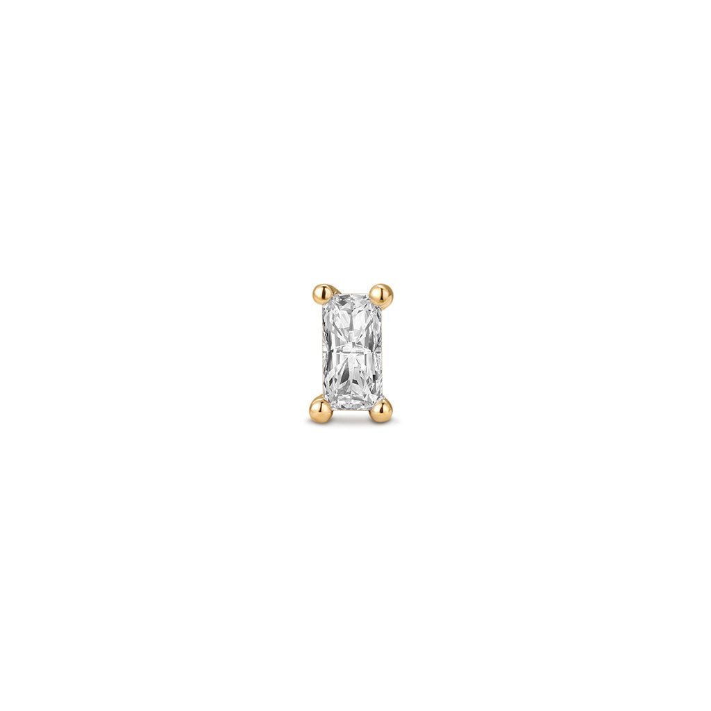 14K Solid Gold Guided Internally Threaded Top with Rectangle Clear Cubic Zirconia - SkinKandy | Body Jewellery & Piercing Online Australia